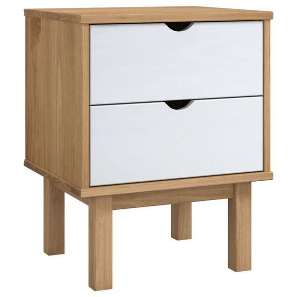 vidaXL Κομοδίνο OTTA Καφέ / Λευκό 45x39x57 εκ. από Μασίφ Ξύλο Πεύκου