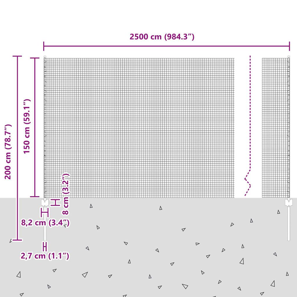 vidaXL Φράχτης Γαλβανισμένος με 10 U Posts Ασημί 1.5x25 μ
