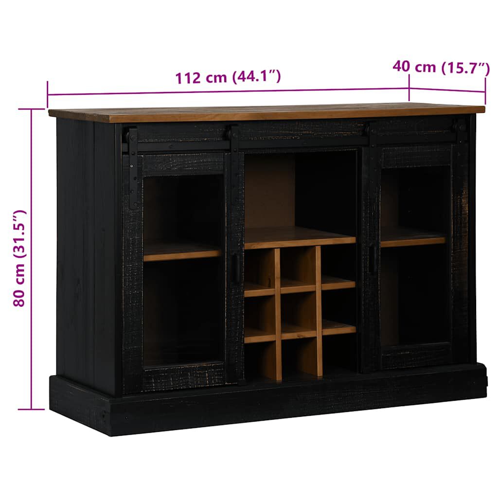 vidaXL Sideboard HALDEN 2 συρόμενες πόρτες μαύρο 112x40x80 cm