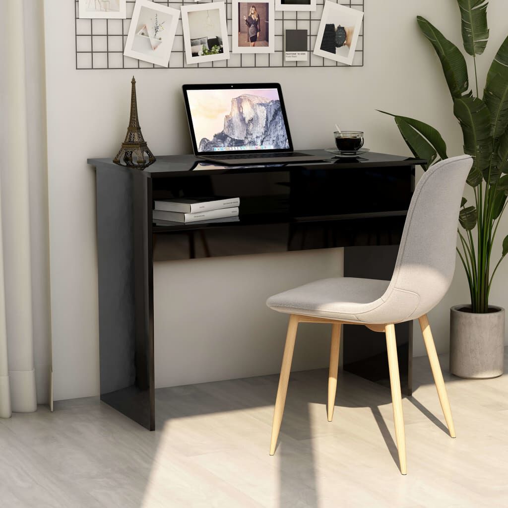vidaXL Γραφείο Γυαλιστερό Μαύρο 90 x 50 x 74 εκ. από Μοριοσανίδα