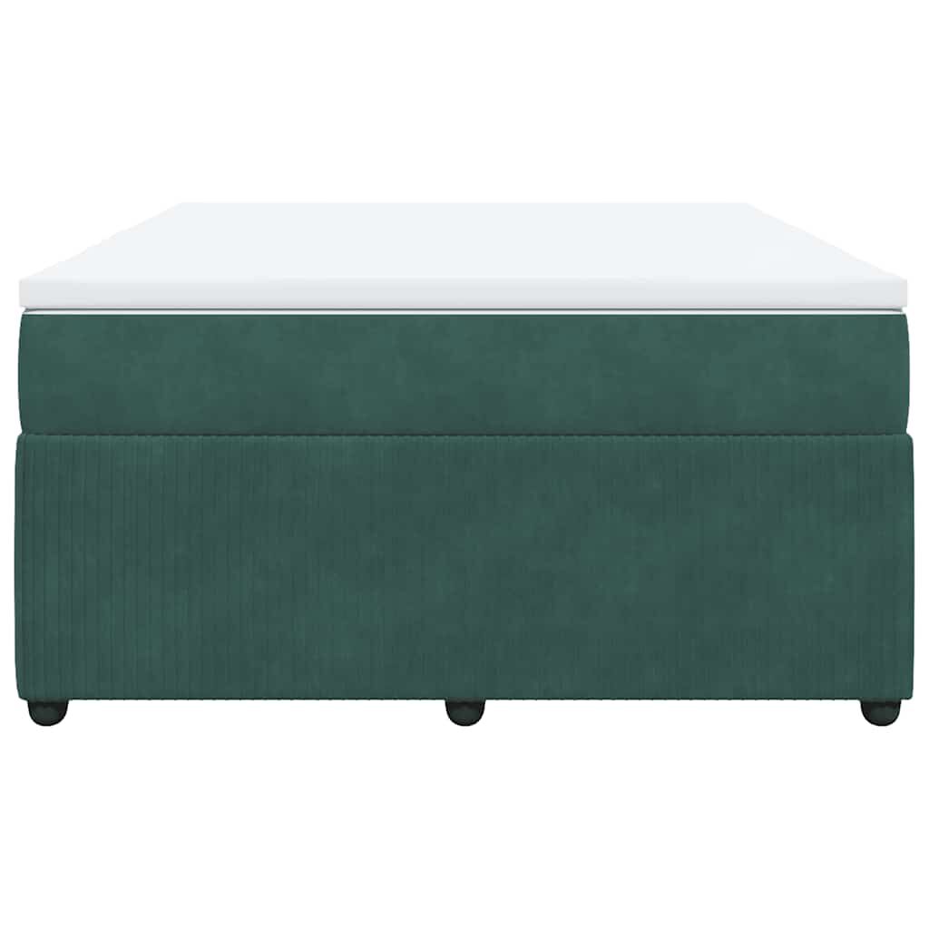 vidaXL Κρεβάτι Boxspring με Στρώμα Σκούρο Πράσινο 140x200εκ. Βελούδινο
