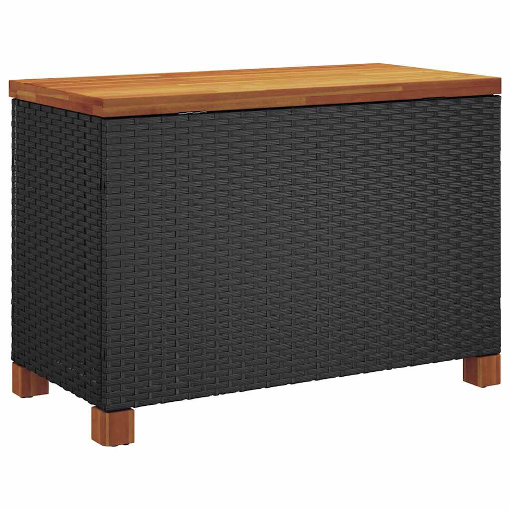 vidaXL Κουτί Αποθ. Κήπου Μαύρο 80x40x48 εκ. Συνθ. Ρατάν/Μασίφ Ακακία