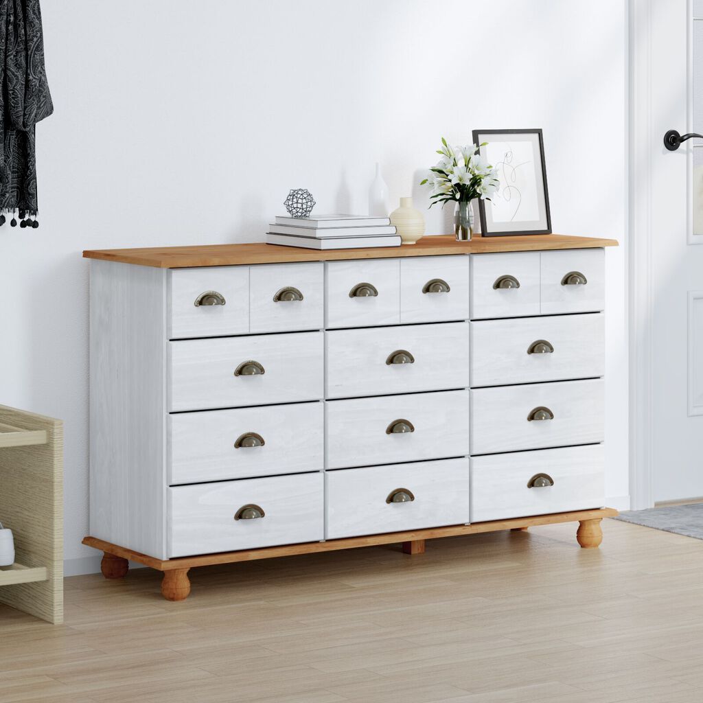 vidaXL Συρταριέρα 'ASKIM' Λευκή 79x40x133.5 cm Στερεό Ξύλο Πεύκου