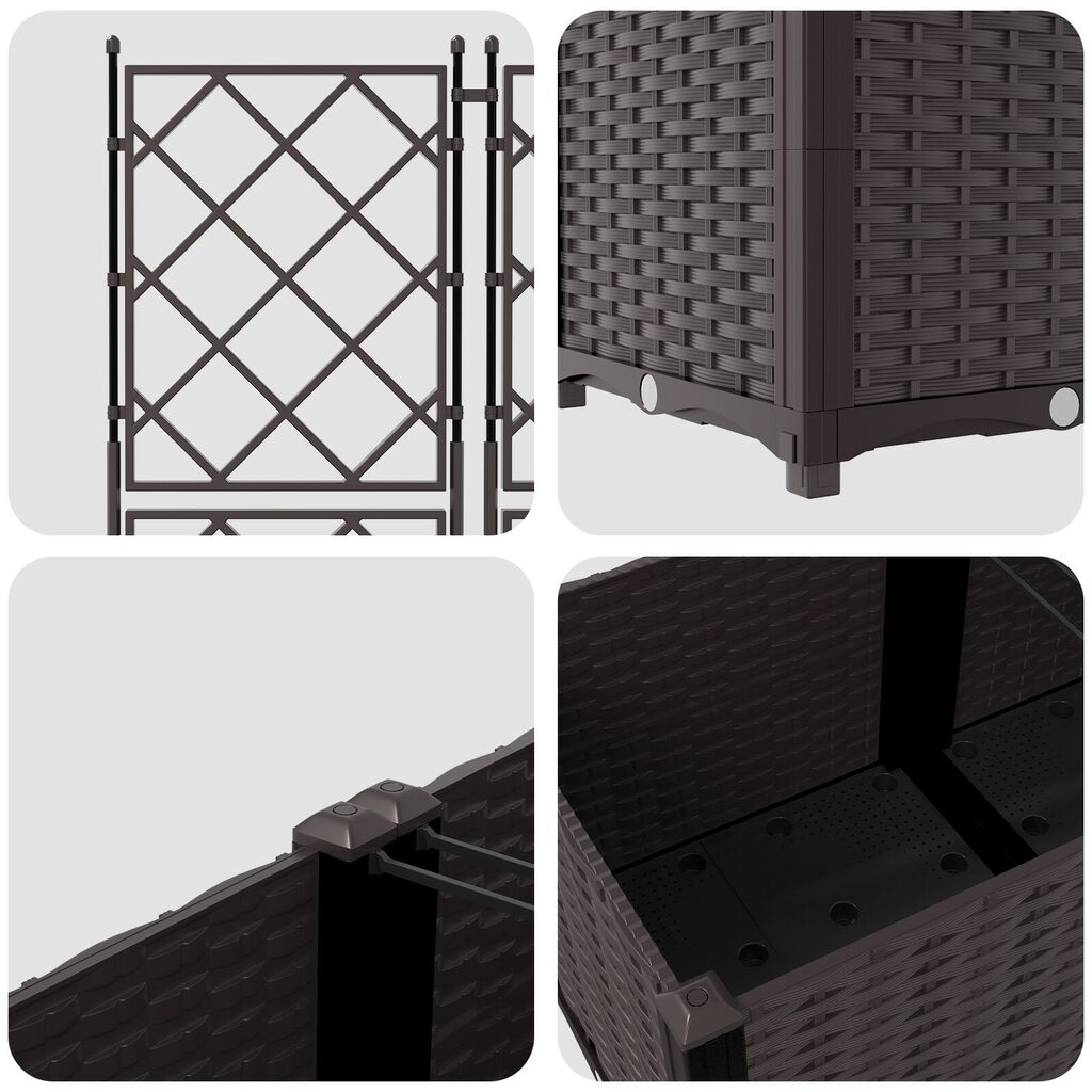 vidaXL Γλάστρα Κηπουρικής με Πλέκτη 3 τεμ Καφέ 120x40x143 εκ.