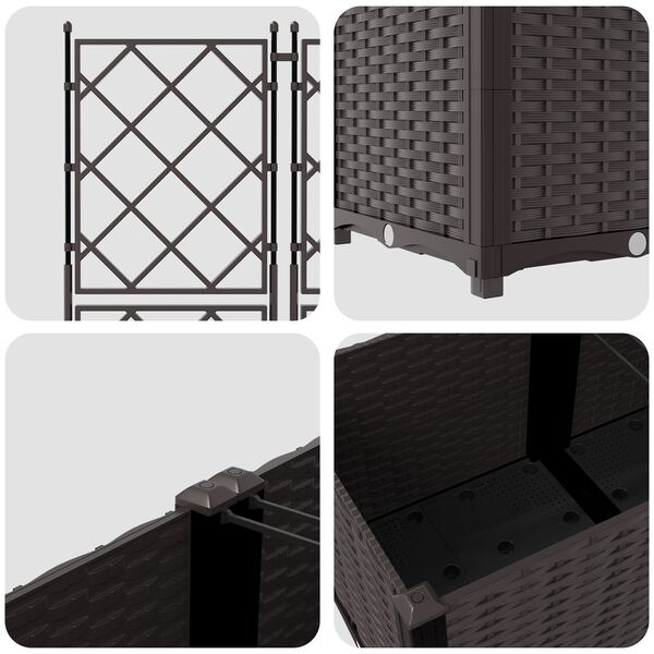 vidaXL Γλάστρα Κηπουρικής με Πλέκτη 3 τεμ Καφέ 120x40x143 εκ.