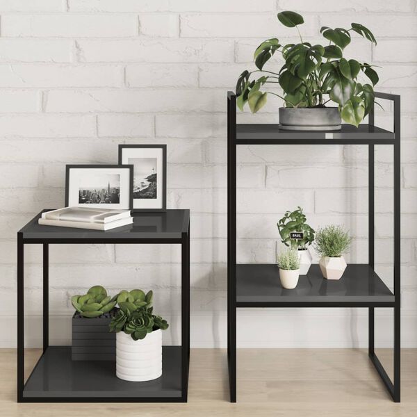 vidaXL Ράφια Βιβλιοθήκης 4 τεμ. Γυαλ. Γκρι 40x40x1,5 εκ. Μοριοσανίδα