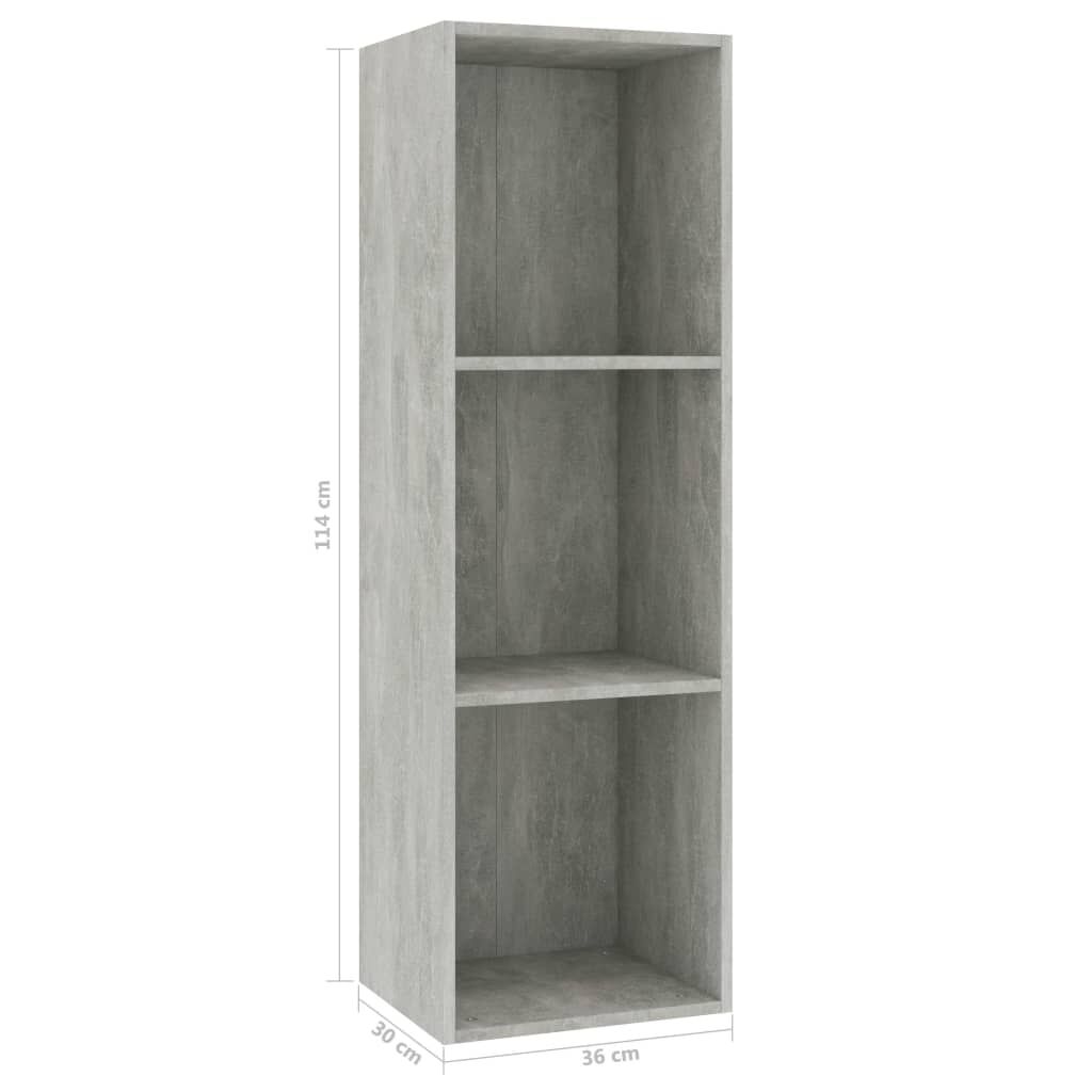 vidaXL Βιβλιοθήκη/Έπιπλο TV Γκρι Σκυροδέματος 36x30x114 εκ Επεξ. Ξύλο