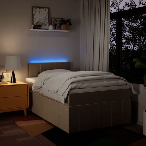 vidaXL Κρεβάτι Boxspring με Στρώμα Κρεμ 120x190 εκ. Υφασμάτινο
