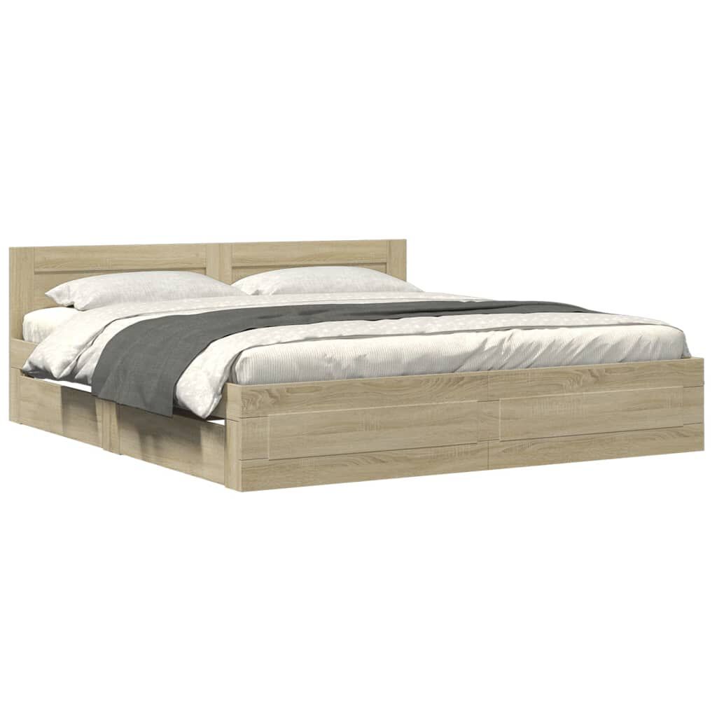 vidaXL Πλαίσιο Κρεβατιού με Κεφαλάρι Sonoma Δρυς 180x200εκ. Επεξ. Ξύλο