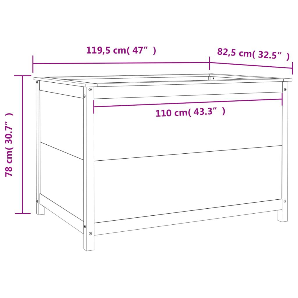 vidaXL Ζαρντινιέρα Υπερυψ. Λευκή 119,5x82,5x78 εκ. Μασίφ Ξύλο Πεύκου