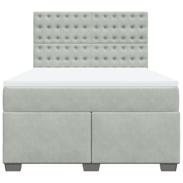 vidaXL Κρεβάτι Boxspring με Στρώμα Ανοιχτό Γκρι 140x190 εκ. Βελούδινο