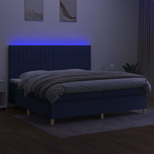 vidaXL &Kappa;&rho;&epsilon;&beta;ά&tau;&iota; Boxspring &mu;&epsilon; &Sigma;&tau;&rho;ώ&mu;&alpha; & LED &Mu;&pi;&lambda;&epsilon; 200x200 &epsilon;&kappa;. &Upsilon;&phi;&alpha;&sigma;&mu;ά&tau;&iota;&nu;&omicron;