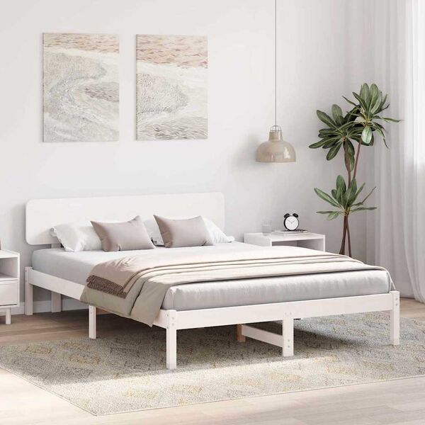 vidaXL Σκελετός Κρεβατιού Λευκό 140 x 200 cm Μασίφ ξύλο πεύκου