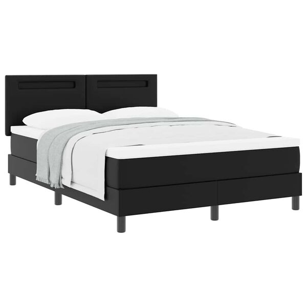 vidaXL Κρεβάτι με Στρώμα με στρώμα Μαύρο 160 x 200 cm Τεχνητό δέρμα