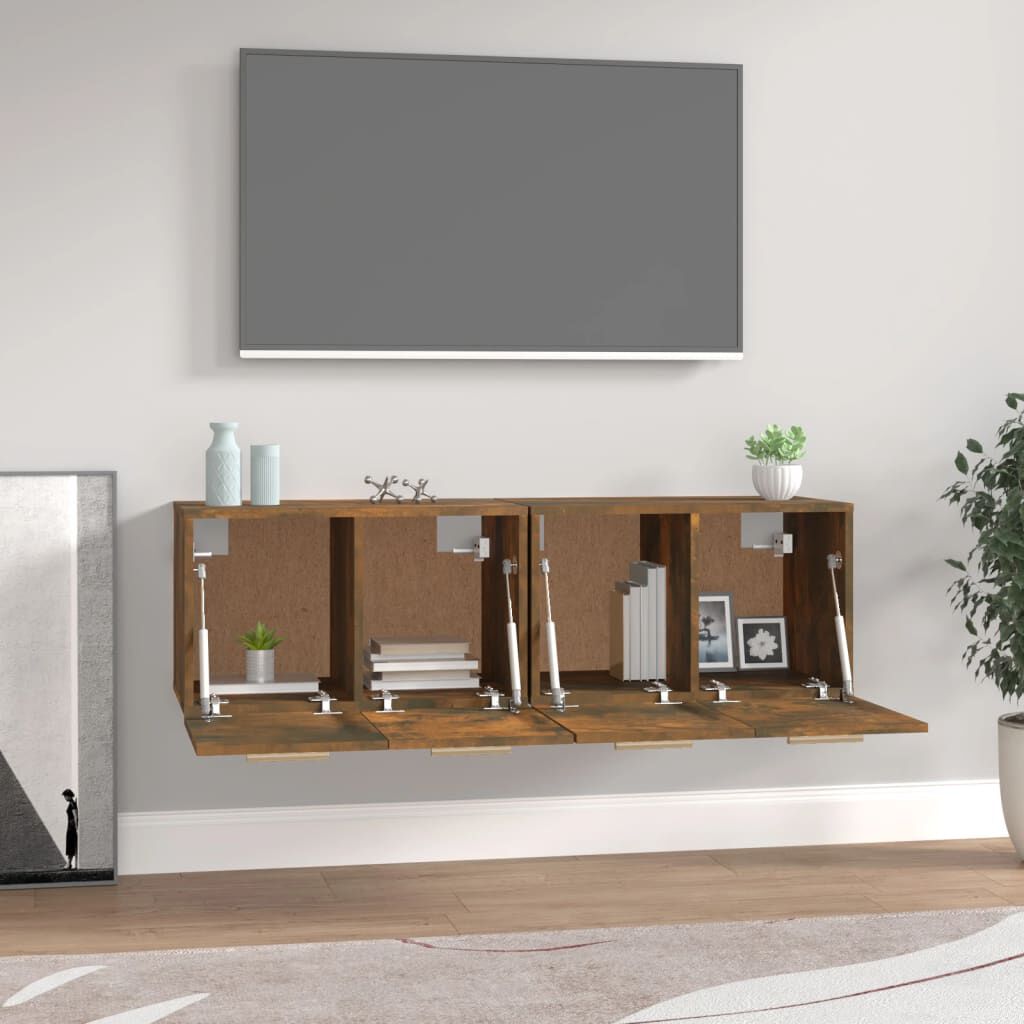 vidaXL Ντουλάπια Τοίχου 2 τεμ. Καπνιστή δρυς 60x36,5x35εκ. Επεξ. Ξύλο