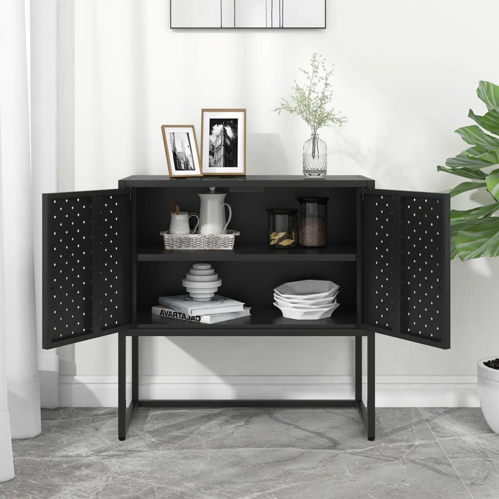 vidaXL Μπουφές Μαύρος 75 x 35 x 75 εκ. από Ατσάλι