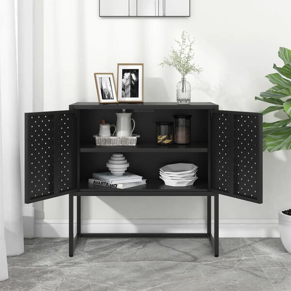 vidaXL Μπουφές Μαύρος 75 x 35 x 75 εκ. από Ατσάλι