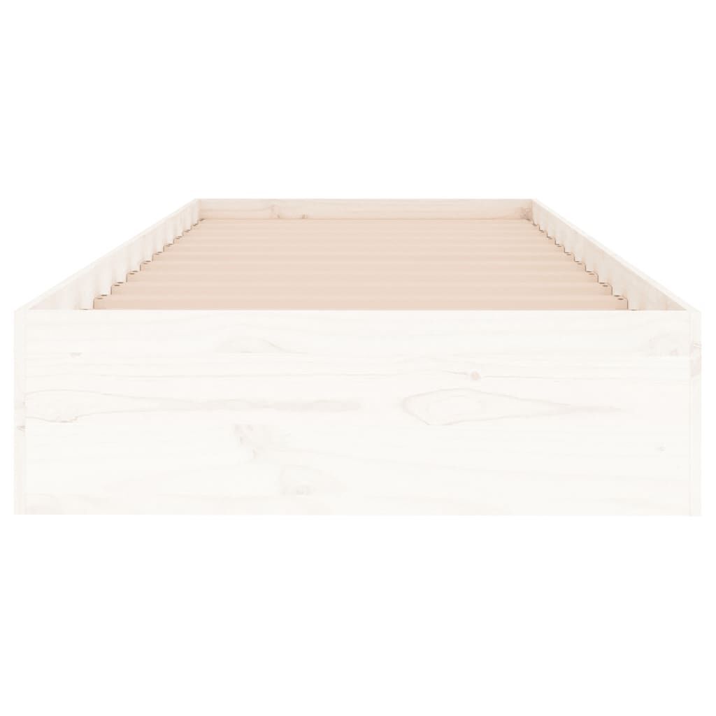 vidaXL Πλαίσιο Κρεβατιού Λευκό 75x190 εκ. Μασίφ Ξύλο Small Single