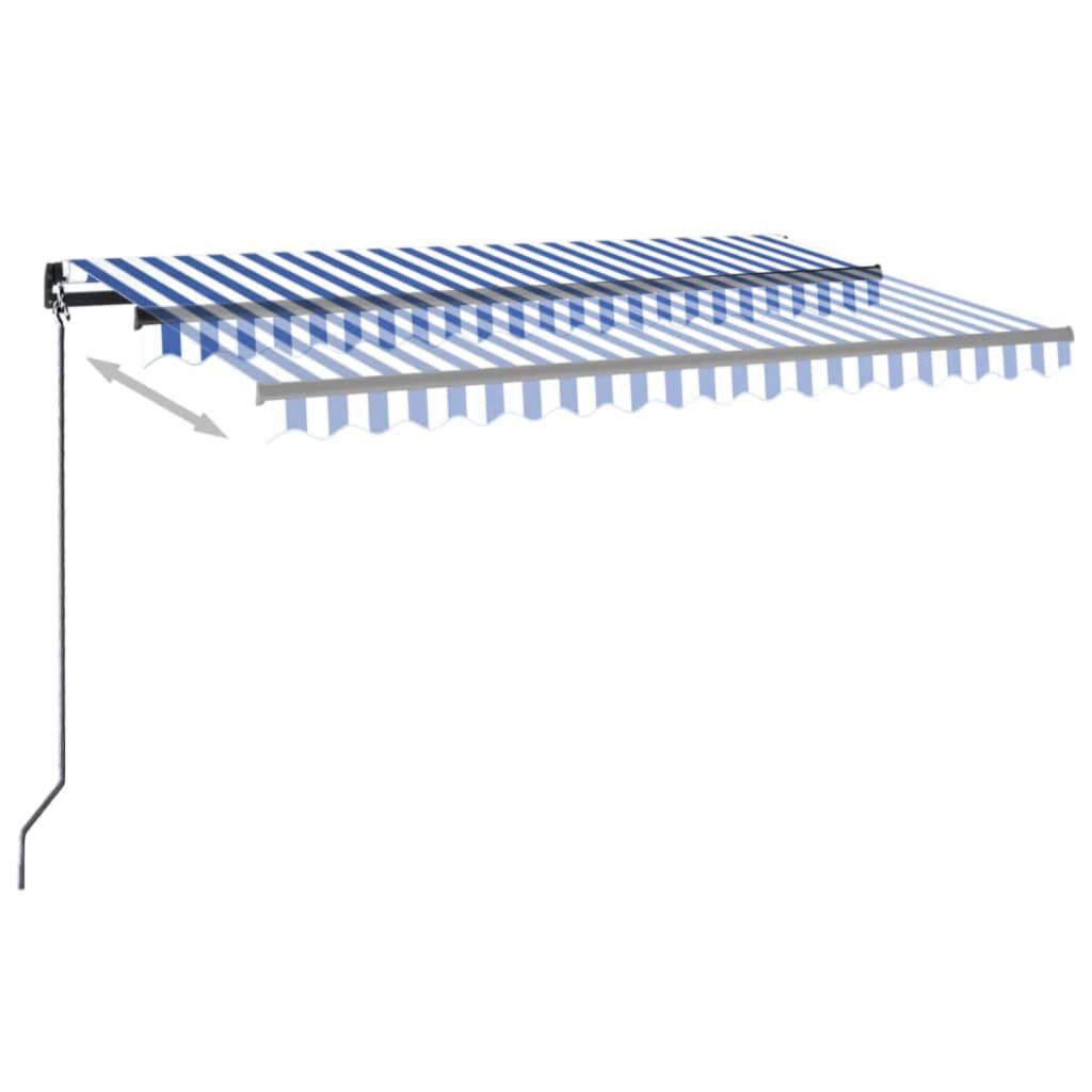 vidaXL Τέντα Συρόμενη Αυτόματη Μπλε / Λευκό 450 x 350 εκ.