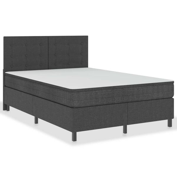vidaXL Κρεβάτι Boxspring Σκούρο Γκρι 140 x 200 εκ. Υφασμάτινο