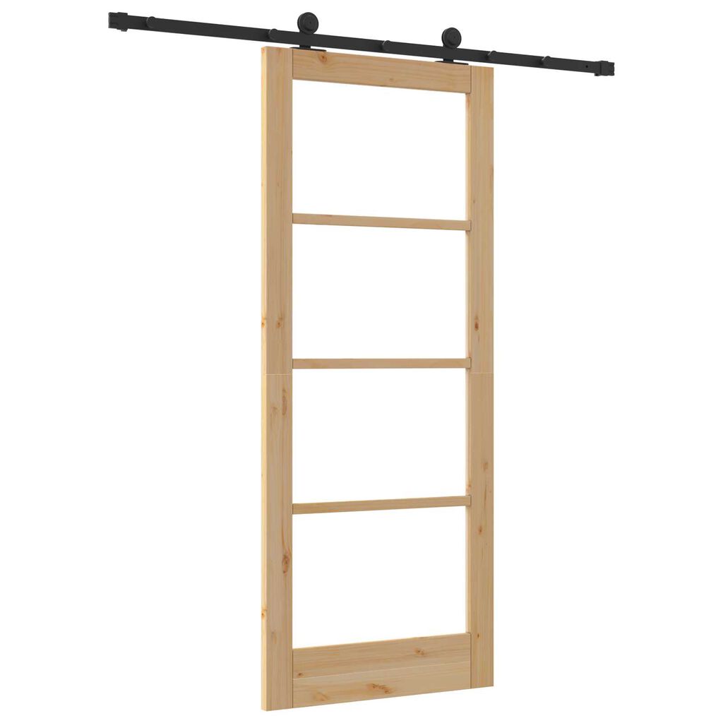 vidaXL Συρόμενη Πόρτα ORKDAL Καφέ 83 x 202 εκ. Ξύλο και μέταλλο