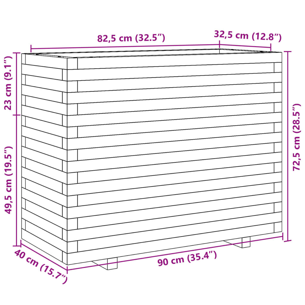 vidaXL Ζαρντινιέρα Κήπου 90x40x72,5 εκ. από Εμποτισμένο Ξύλο Πεύκου