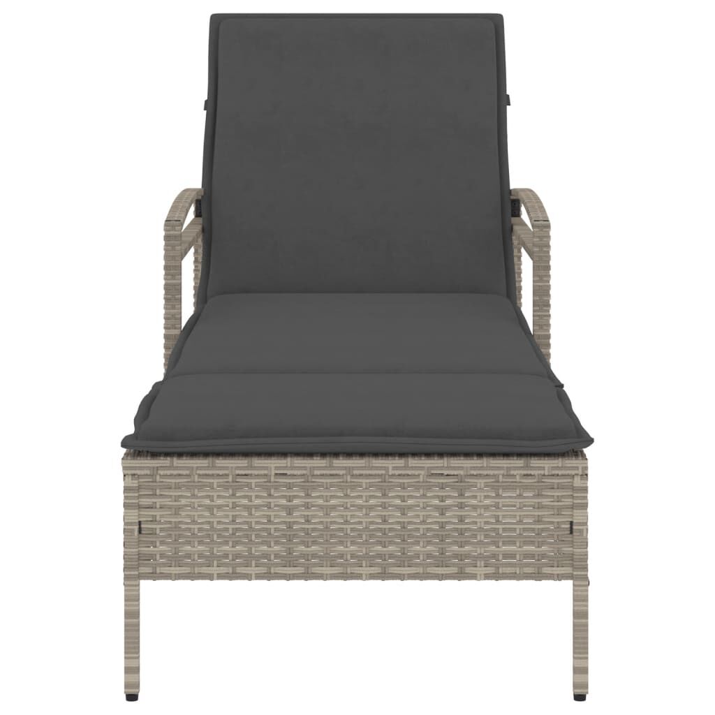 vidaXL Ξαπλώστρα Αν. Γκρι 63x200x81 εκ. Συνθετικό Ρατάν με Μαξιλάρι