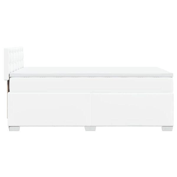 vidaXL Κρεβάτι Boxspring με Στρώμα Λευκό 90x200εκ. από Συνθετικό Δέρμα