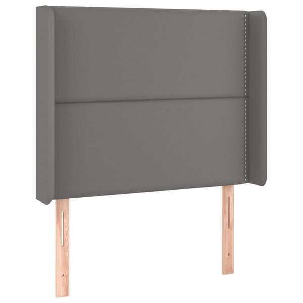 vidaXL Κρεβάτι Boxspring με Στρώμα & LED Γκρι 90x190 εκ. Συνθ. Δέρμα