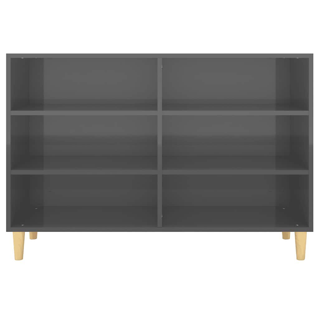 vidaXL Ραφιέρα Γυαλιστερή Γκρι 103,5 x 35 x 70 εκ. από Επεξ. Ξύλο
