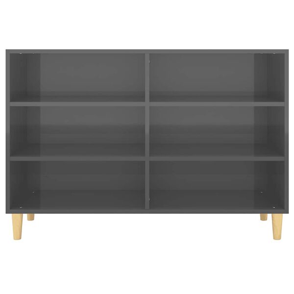 vidaXL Ραφιέρα Γυαλιστερή Γκρι 103,5 x 35 x 70 εκ. από Επεξ. Ξύλο