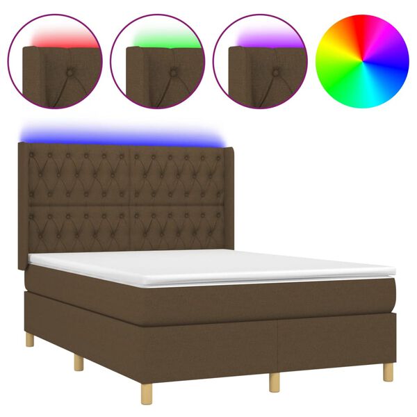 vidaXL &Kappa;&rho;&epsilon;&beta;ά&tau;&iota; Boxspring &mu;&epsilon; &Sigma;&tau;&rho;ώ&mu;&alpha; & LED &Sigma;&kappa;.&Kappa;&alpha;&phi;έ 140x190&epsilon;&kappa;. &Upsilon;&phi;&alpha;&sigma;&mu;ά&tau;&iota;&nu;&omicron;