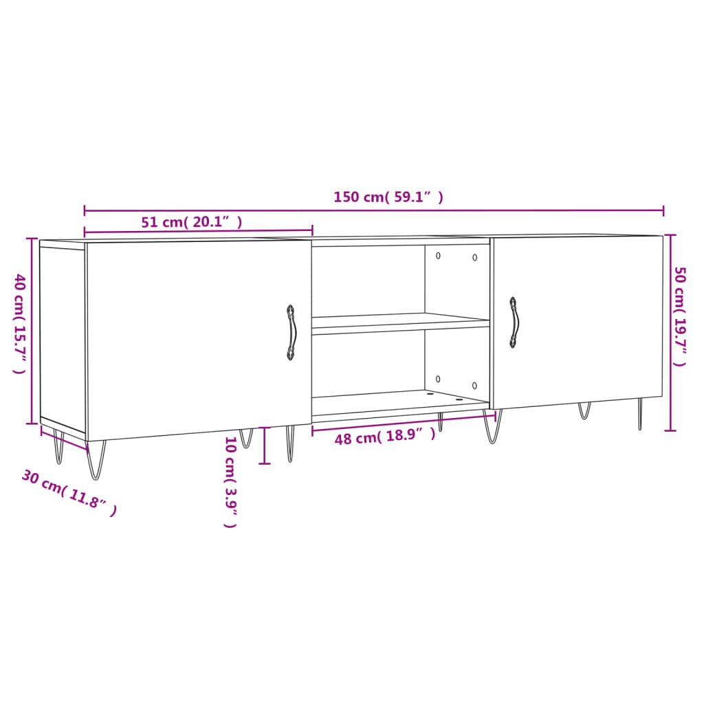 vidaXL Έπιπλο Τηλεόρασης Καπνιστή Δρυς 150x30x50 εκ. Επεξ. Ξύλο