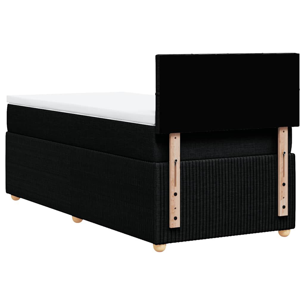 vidaXL Κρεβάτι Boxspring με Στρώμα Μαύρο 100 x 200 εκ. Υφασμάτινο