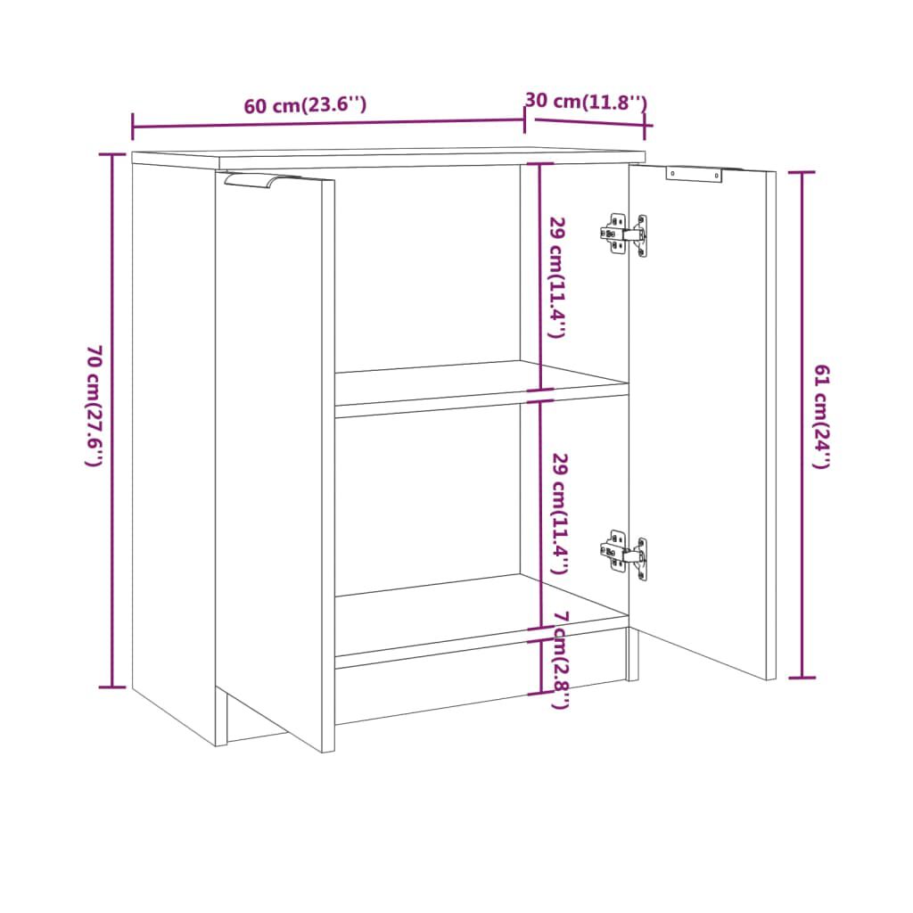 vidaXL Ντουλάπι Λευκό 60 x 30 x 70 εκ. από Επεξεργασμένο Ξύλο