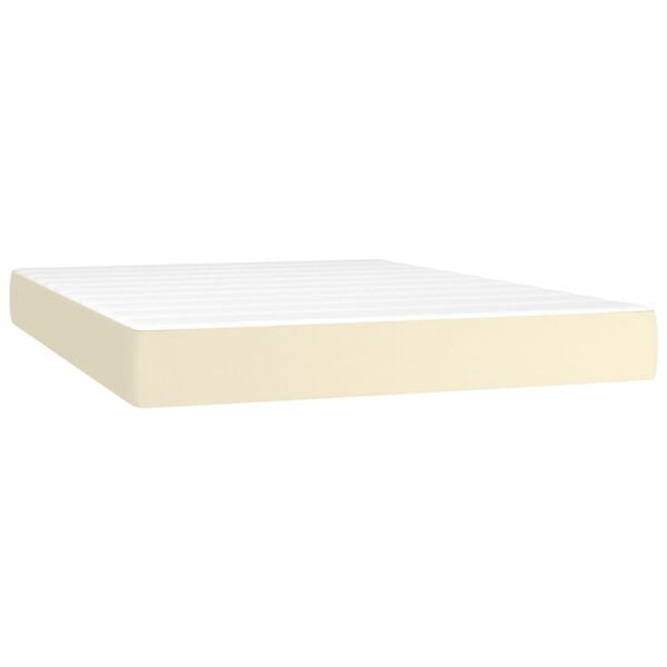 vidaXL Κρεβάτι Boxspring με Στρώμα Κρεμ 140x200εκ. από Συνθετικό Δέρμα