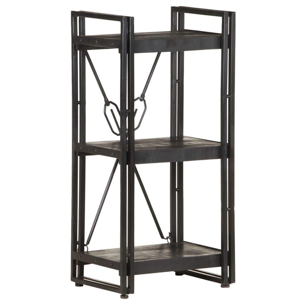 vidaXL Βιβλιοθήκη με 3 Επίπεδα Μαύρη 40x30x80 εκ. Μασίφ Ξύλο Μάνγκο