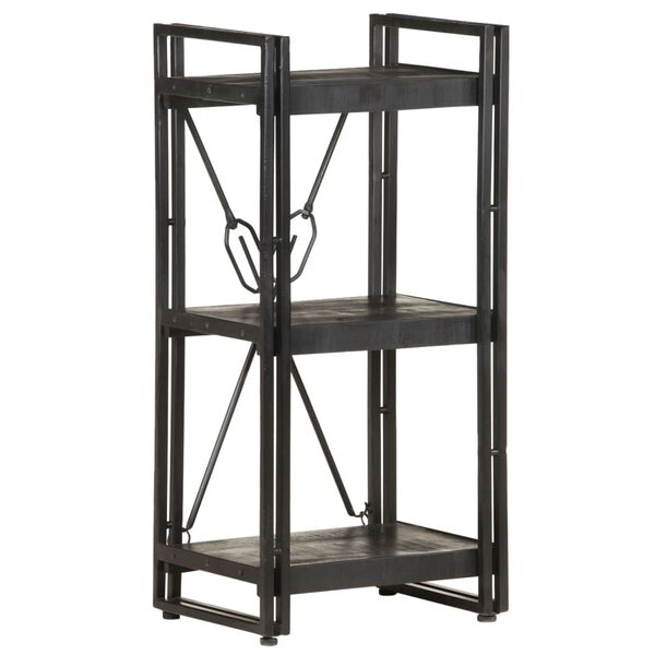 vidaXL Βιβλιοθήκη με 3 Επίπεδα Μαύρη 40x30x80 εκ. Μασίφ Ξύλο Μάνγκο