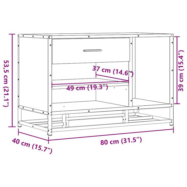 Πάγκος παπουτσιών vidaXL Sonoma Oak 80x40x53,5 cm
