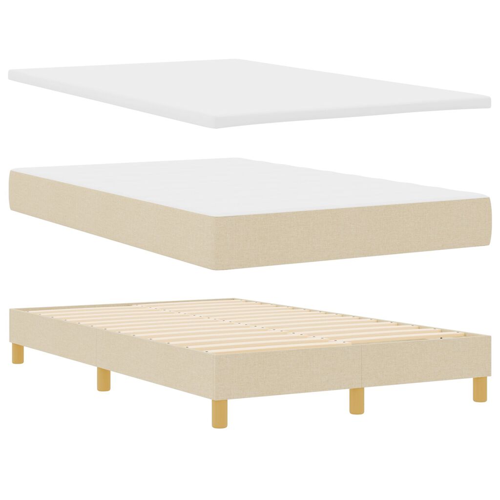 vidaXL Κρεβάτι Box Spring με Στρώμα & LED Κρεμ 120x200 εκ. Ύφασμα
