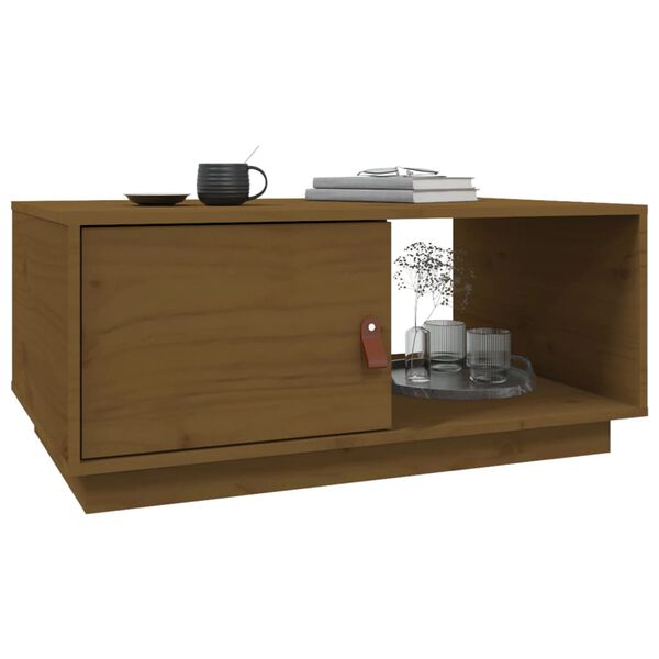 vidaXL Τραπεζάκι Σαλονιού Καφέ μελί80x50x35,5εκ. από Μασίφ Ξύλο Πεύκου