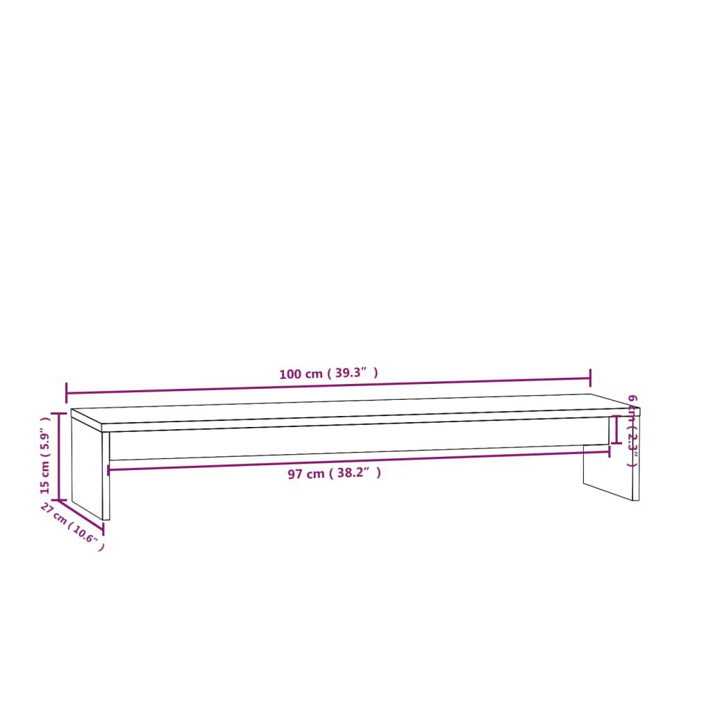 vidaXL Βάση Οθόνης Λευκή 100 x 27 x 15 εκ. από Μασίφ Ξύλο Πεύκου
