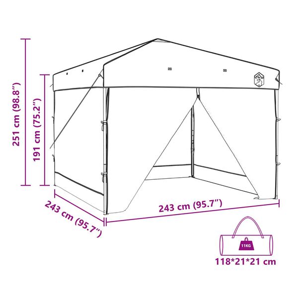 vidaXL Σκηνή Σκίασης Πράσινο 250 x 250 x 227 / 236 / 245 εκ. Ύφασμα Oxford