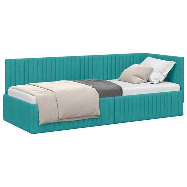 vidaXL Κρεβάτι Γωνίας με κεφαλάρι Τιρκουάζ 80 x 200 cm Βελούδο