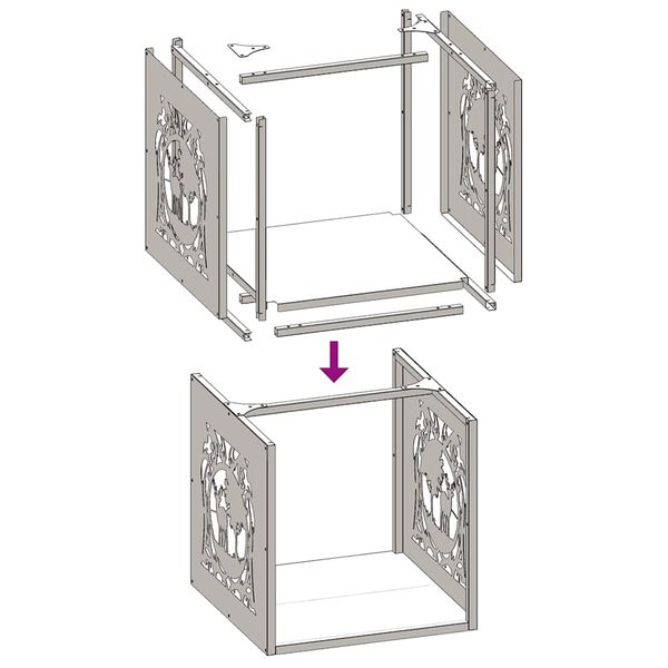 vidaXL Ράφι Καυσόξυλων Λευκό 40x40x40 εκ. Χάλυβας ψυχρής έλασης