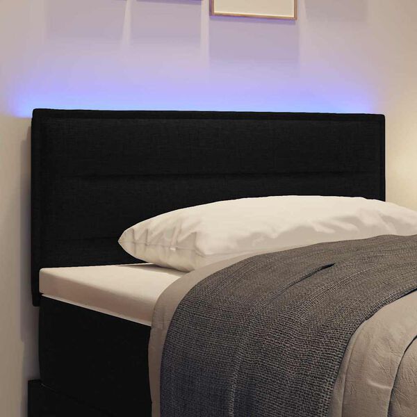 vidaXL LED κεφαλάρι με φώτα λωρίδας LED Επιτοίχιο Μαύρο 80 cm ύφασμα