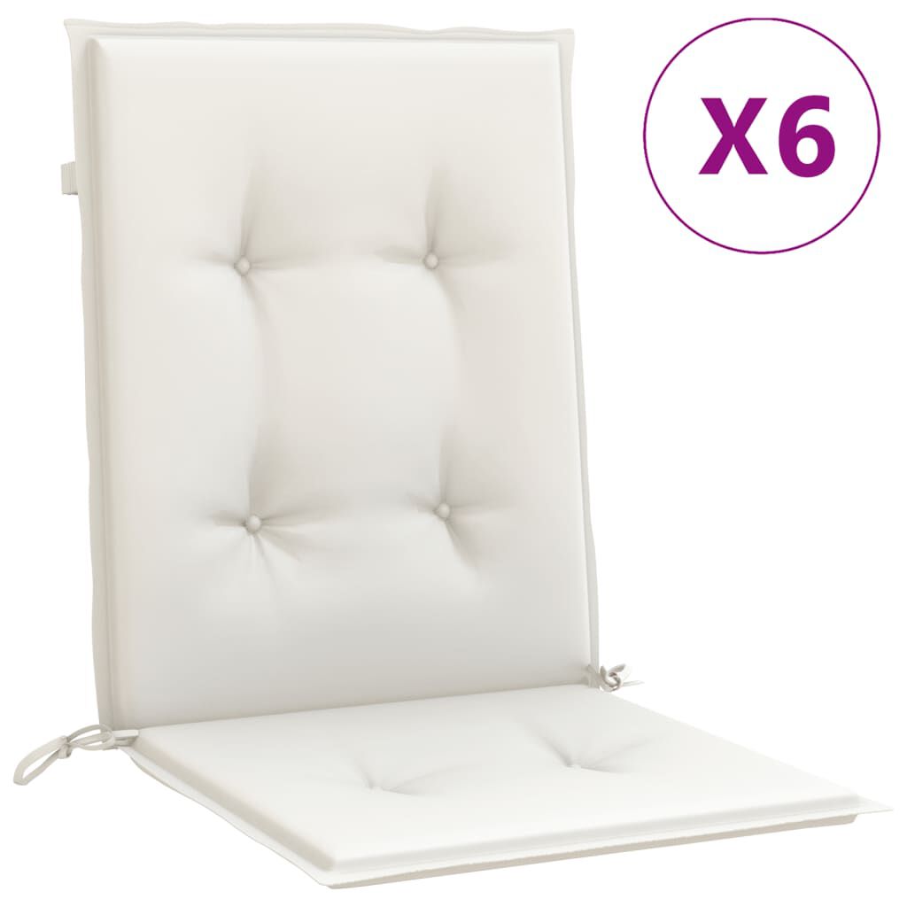 vidaXL Μαξιλάρια Καρέκλας με Πλάτη 6 τεμ. Κρεμ 100x50x4 εκ. Ύφασμα