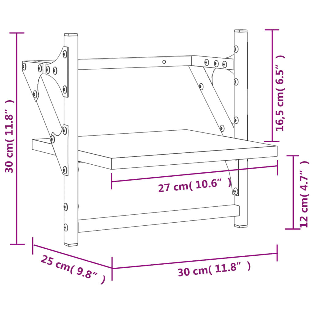vidaXL Ράφια Τοίχου με Μπάρα 2 τεμ. Sonoma Δρυς 30x25x30 εκ.