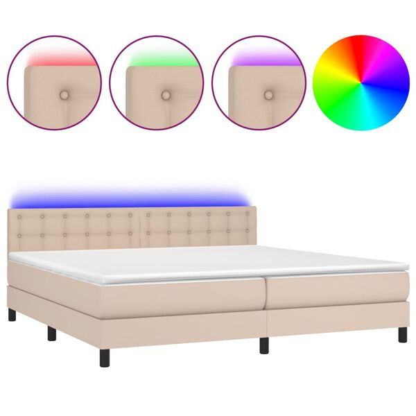 vidaXL &Kappa;&rho;&epsilon;&beta;ά&tau;&iota; Boxspring &Sigma;&tau;&rho;ώ&mu;&alpha;&LED &Kappa;&alpha;&pi;&omicron;&upsilon;&tau;&sigma;ί&nu;&omicron; 200x200 &epsilon;&kappa;. &Sigma;&upsilon;&nu;&theta;. &Delta;έ&rho;&mu;&alpha;