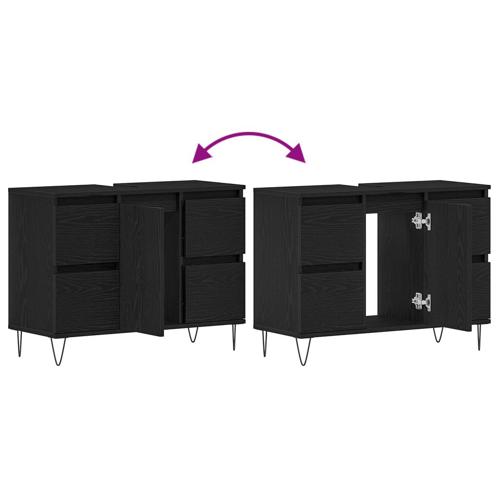 vidaXL Ντουλάπι Μπάνιου Μαύρη Δρυς 80x33x60 εκ Επεξεργασμένο Ξύλο